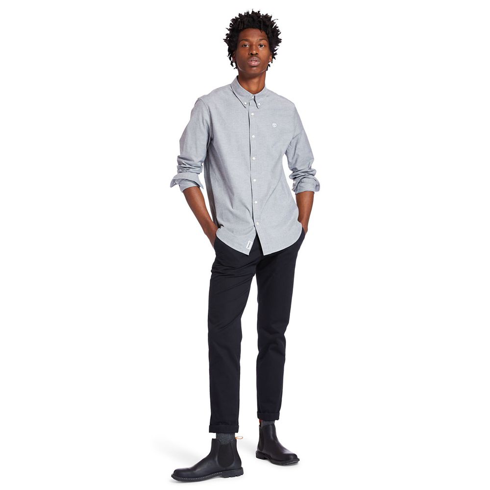 Camisa Timberland Hombre Pleasant River Stretch Oxford Gris - Chile FRG-608145